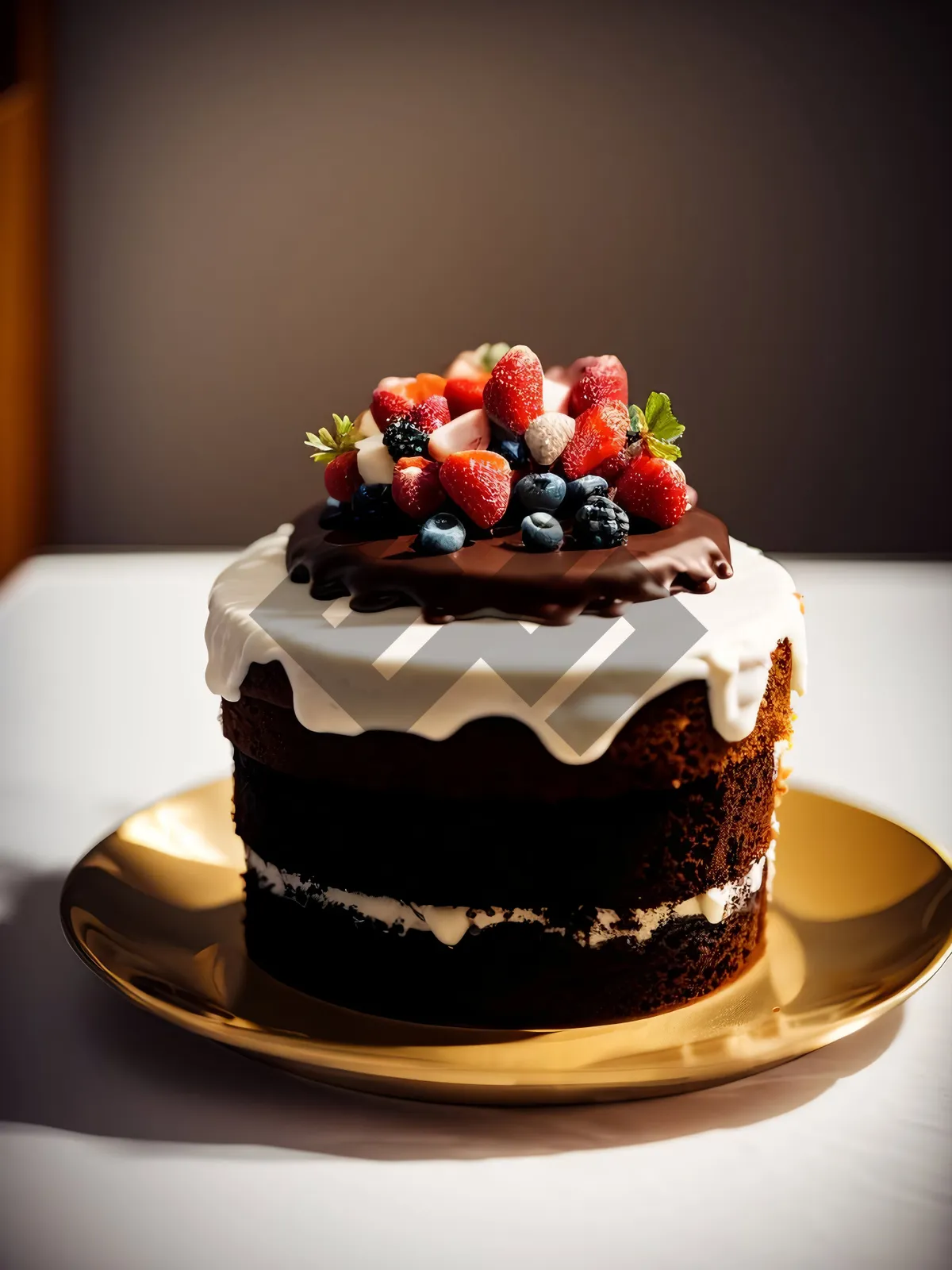 Picture of Delicious Berry Cake with Chocolate Drizzle