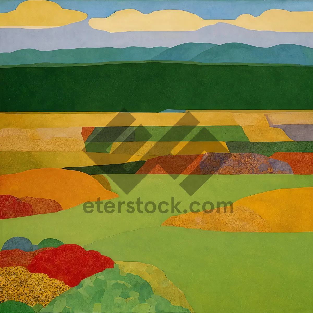 Picture of Colorful Cotton Quilt on Grassy Field"
or
"Grunge Flag Pattern on Textured Cotton Covering