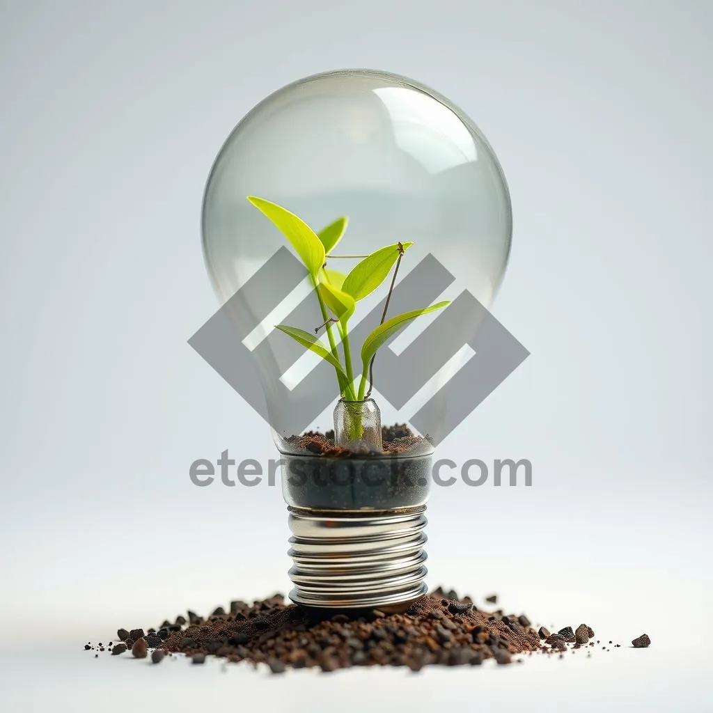 Picture of Green plant under bright glass lamp light