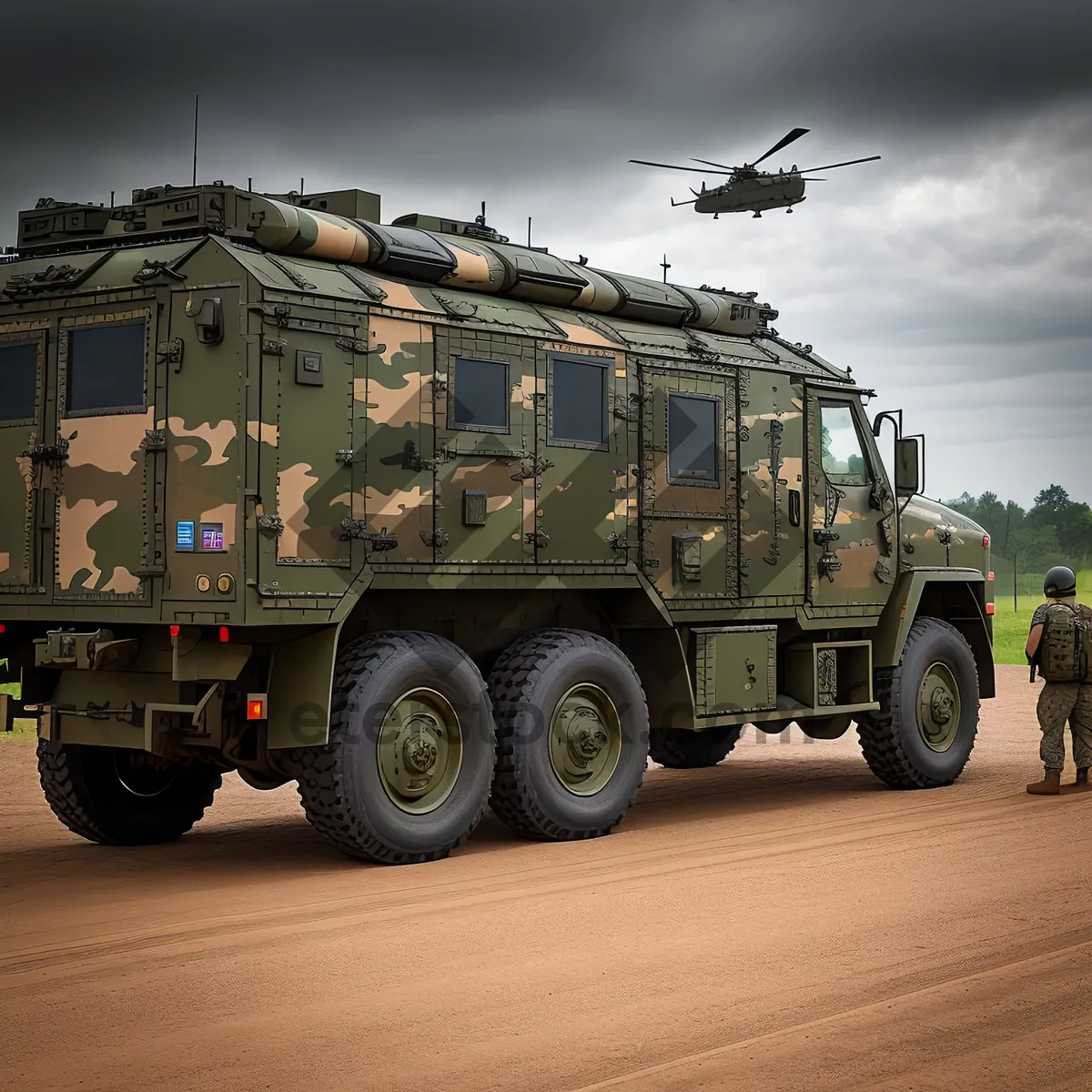 Picture of Versatile Military Truck on Road