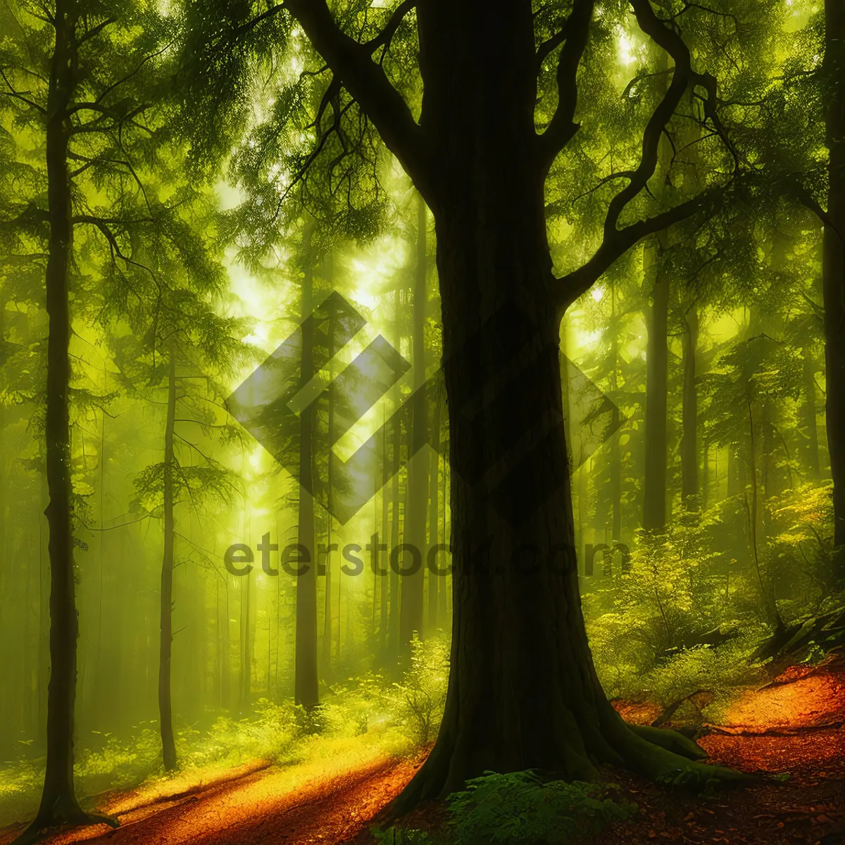 Picture of Mystic Autumn Pathway Through Enchanting Forest