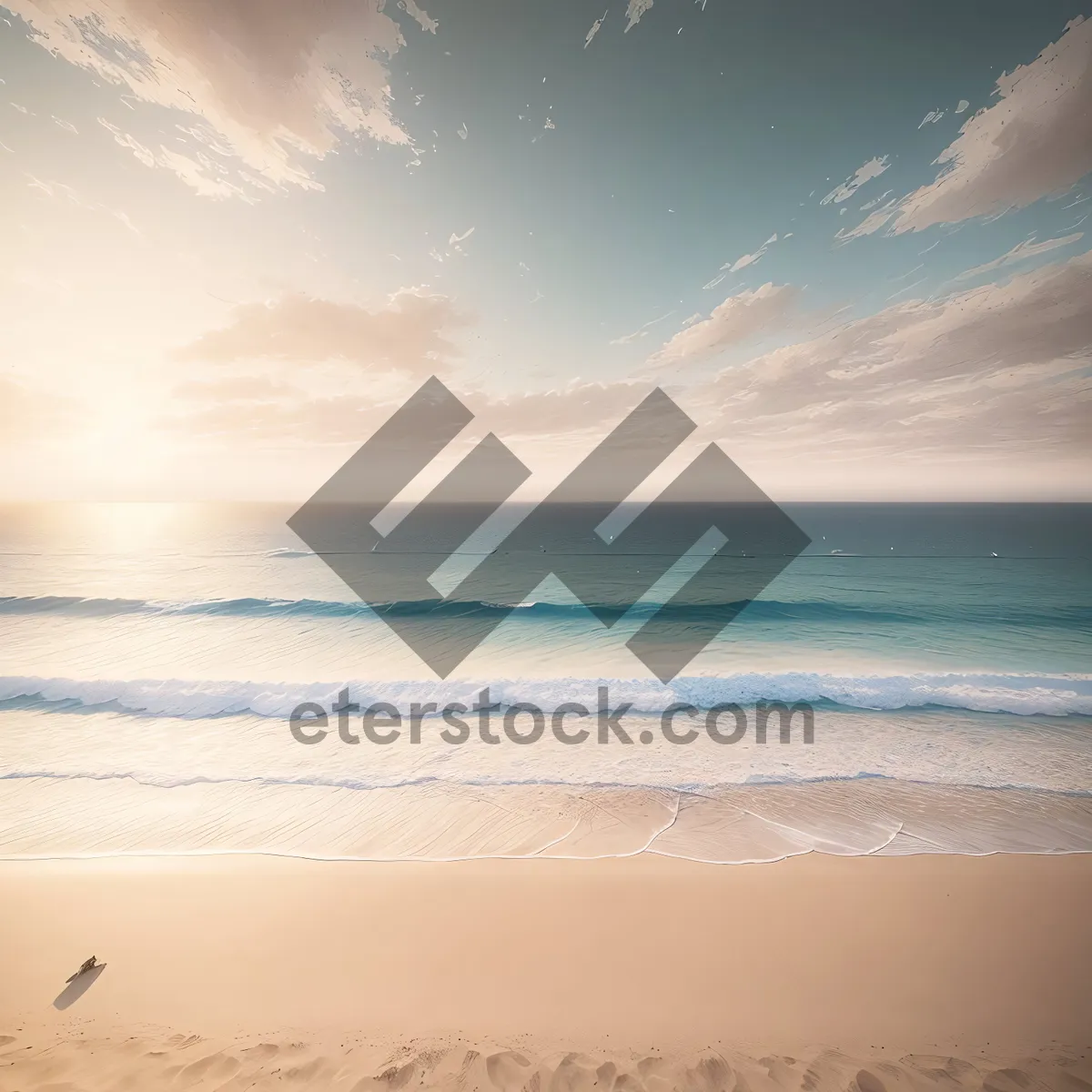 Picture of Serenity on the Sandy Shores: Tranquil Beachscape at Sunset