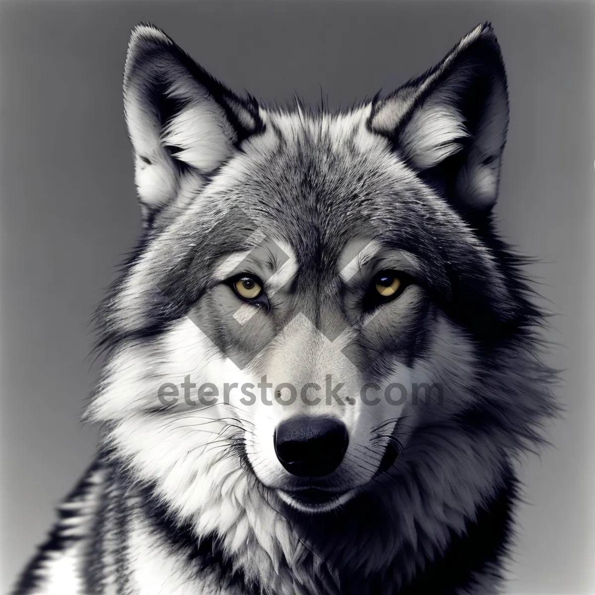 Picture of Furry Canine Portrait: Adorable Malamute with Piercing Eyes