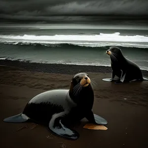 Playful Sea Lion Enjoying Ocean Waves