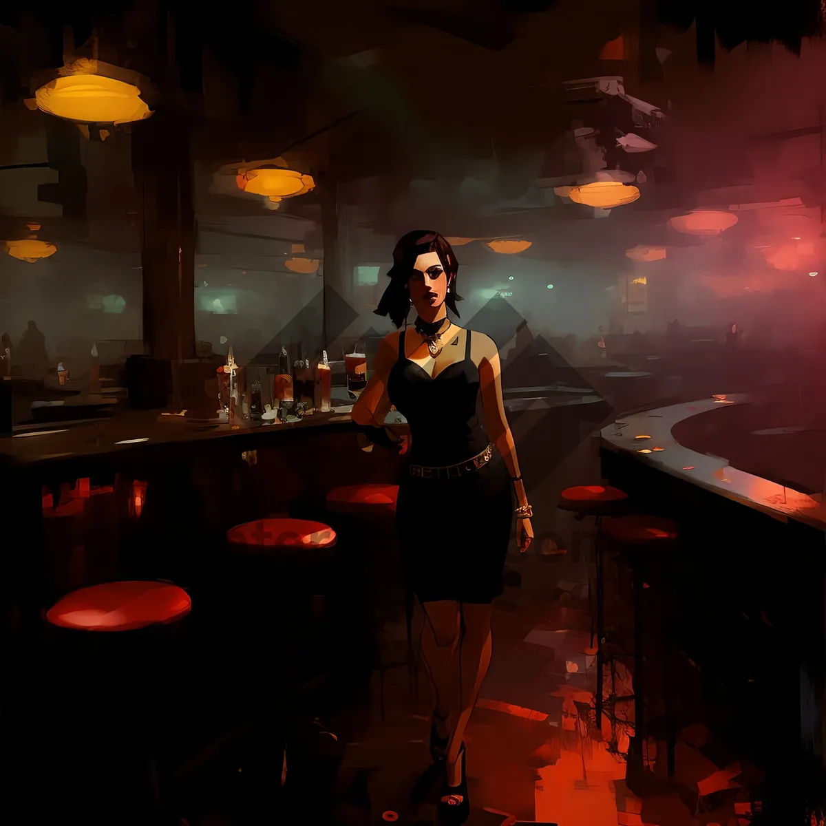 Picture of Attractive adult waiter at nightclub party venue