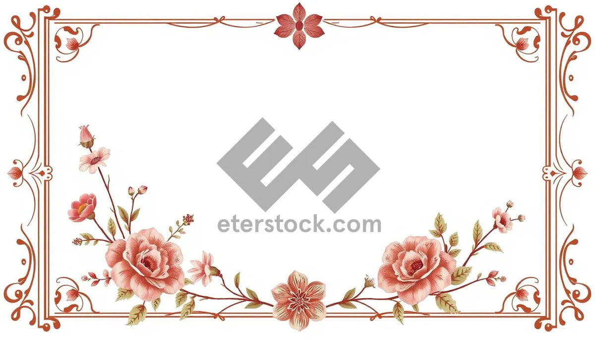 Picture of Elegant Floral Wallpaper Design with Curved Border