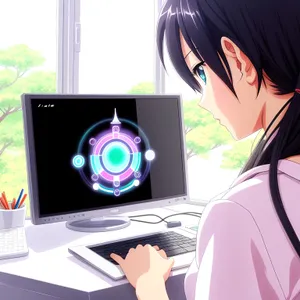 Success-driven executive working on laptop in modern office