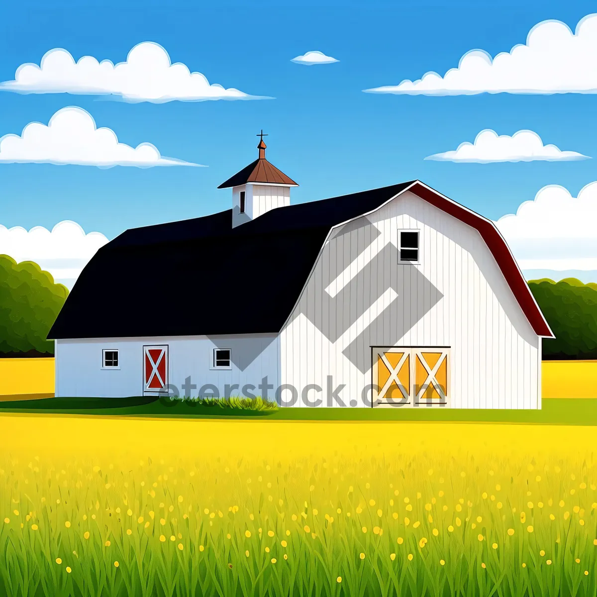 Picture of Idyllic Countryside Barn in Colorful Landscape