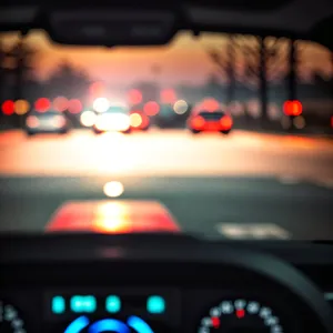 Nighttime Car Cockpit with Shiny Joystick Control