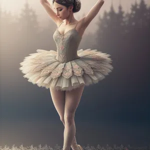 Elegant Ballerina Posing in Studio, Graceful and Sensual