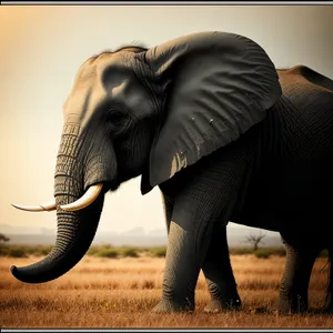 Majestic tusker roaming the African wilderness