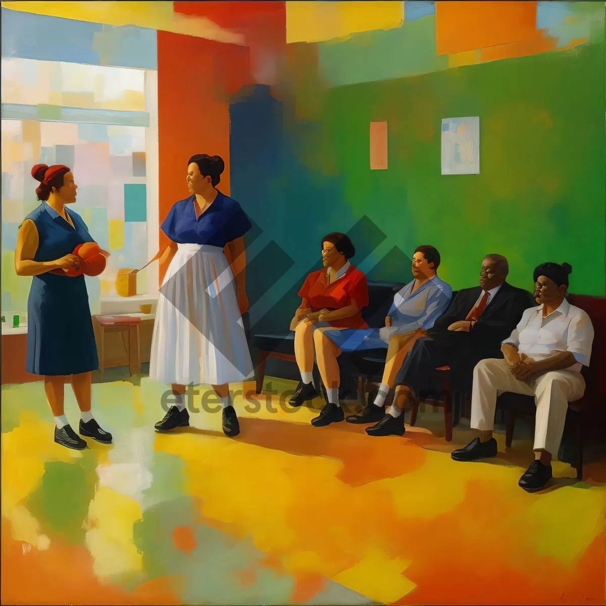 Picture of Smiling businessman leading professional team meeting