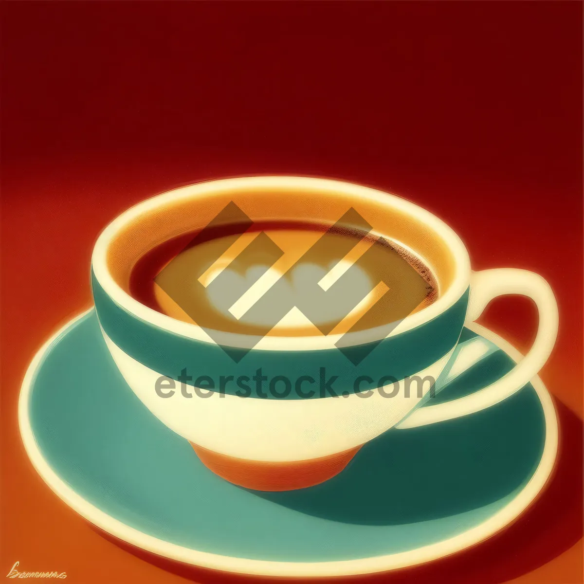 Picture of Steaming Cup of Morning Java on Saucer