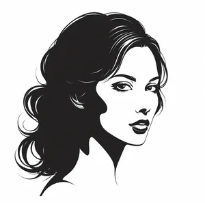 Black cartoon housewife with stylish haircut drawing