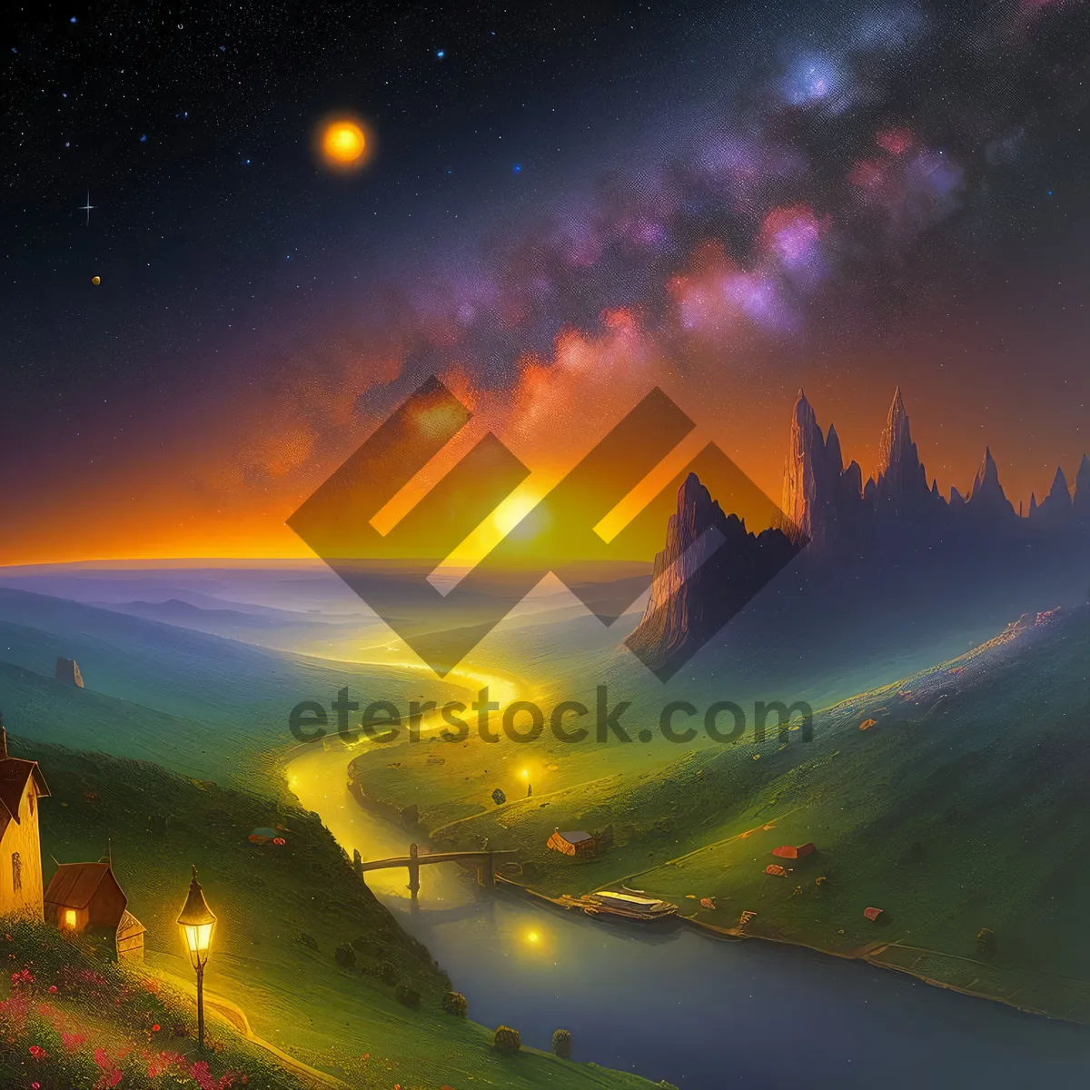 Picture of Mystical Night Sky: Celestial Beauty Illuminates the Horizon