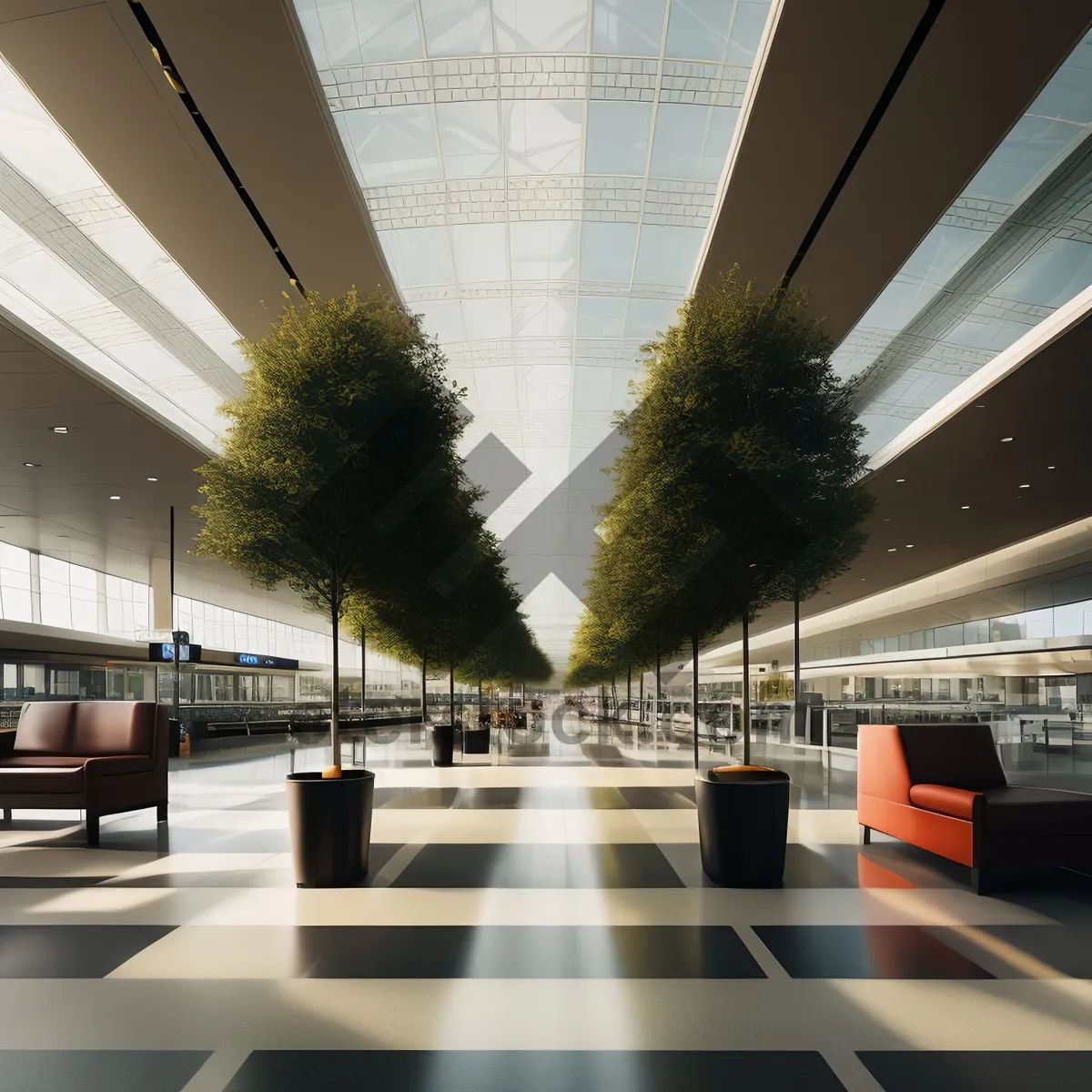 Picture of Modern Urban Center: Glass-Clad Plaza with Futuristic Architecture