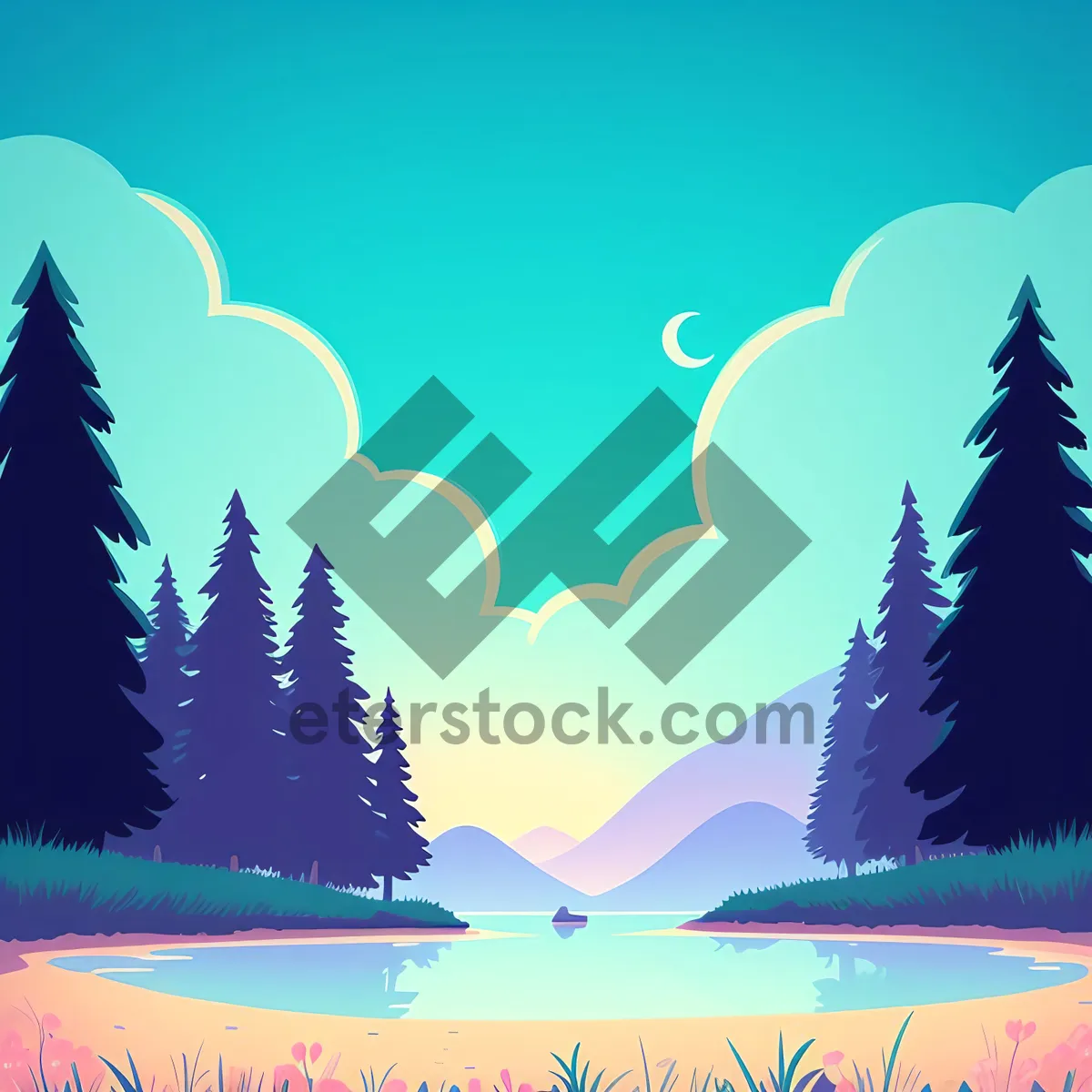 Picture of Majestic Winter Night: Artistic Moonlit Tree Design