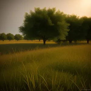 Serene Sunrise Over a Rural Meadow