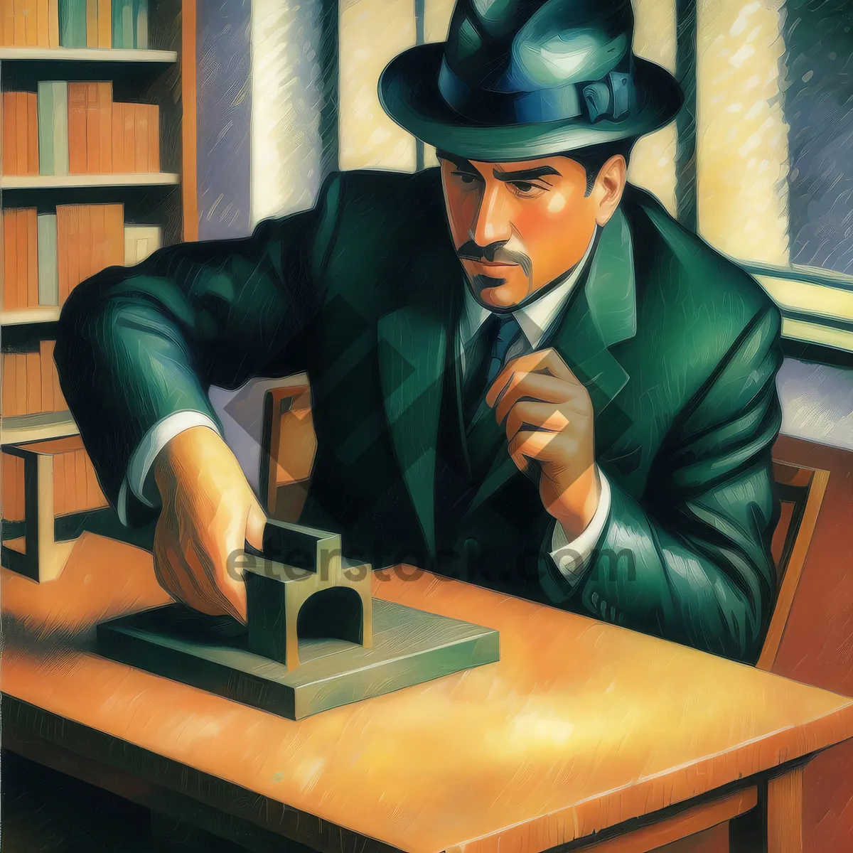 Picture of Professional Businessman Working on Laptop at Desk