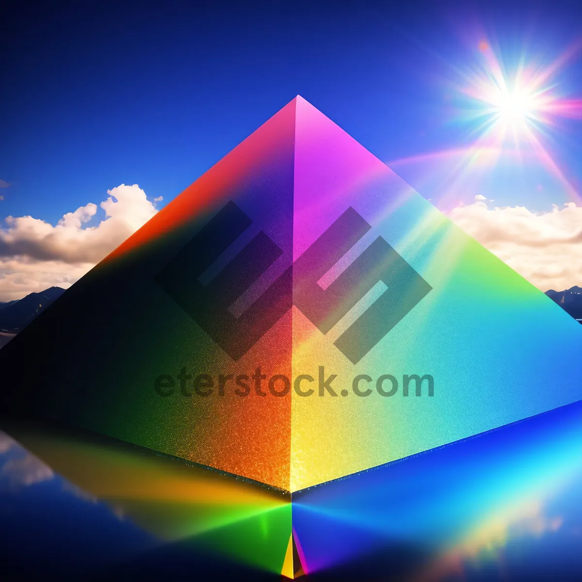 Picture of Futuristic geometric pattern with colorful gradient texture