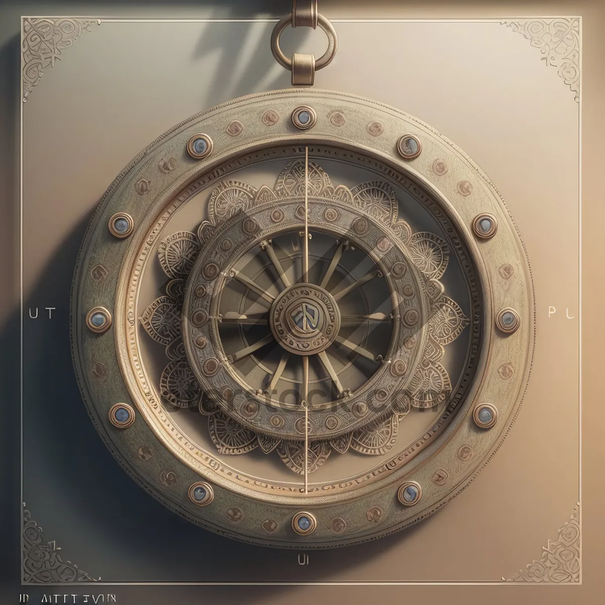 Picture of Antique mechanical clock with flywheel mechanism.