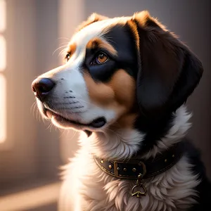 Cute Studio Portrait of Adorable Brown Border Collie Puppy