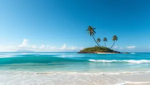 Tropical Paradise Beach Relaxation with Palm Trees