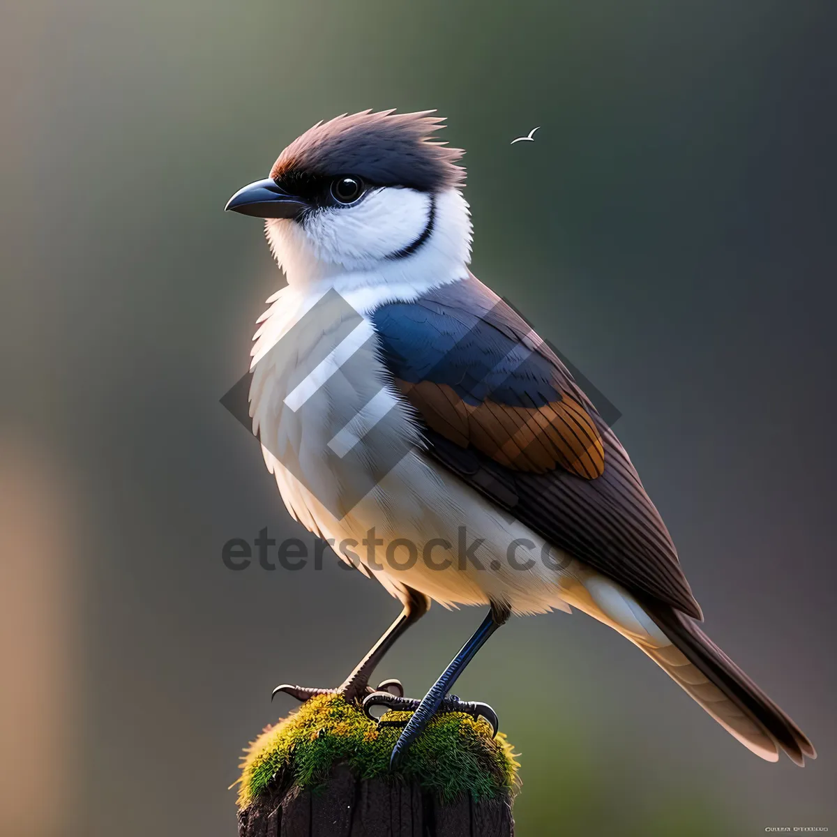 Picture of Brown Sparrow Perched on Branch with Feathers