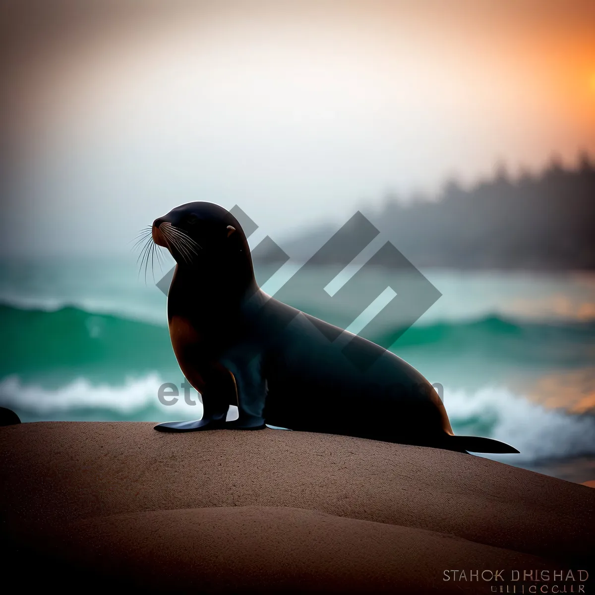 Picture of Auk Bird on Tranquil Beach