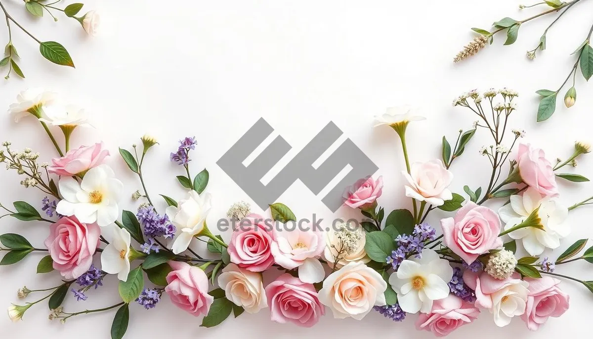 Picture of Pink Rose and Lily Bouquet in Vase with Frame