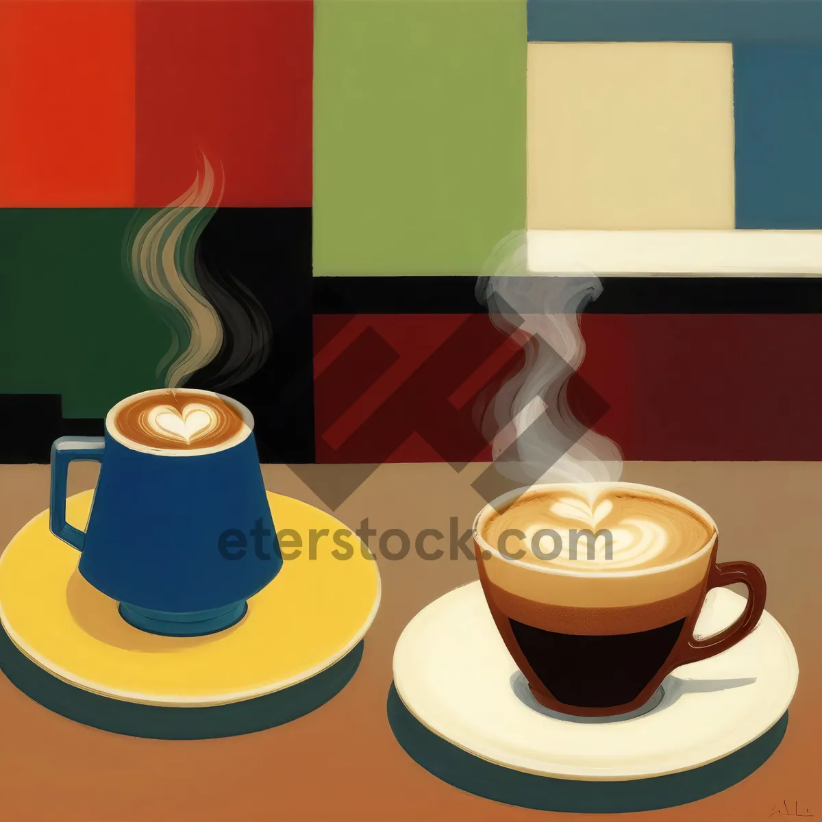 Picture of Hot Morning Coffee in Black Ceramic Cup