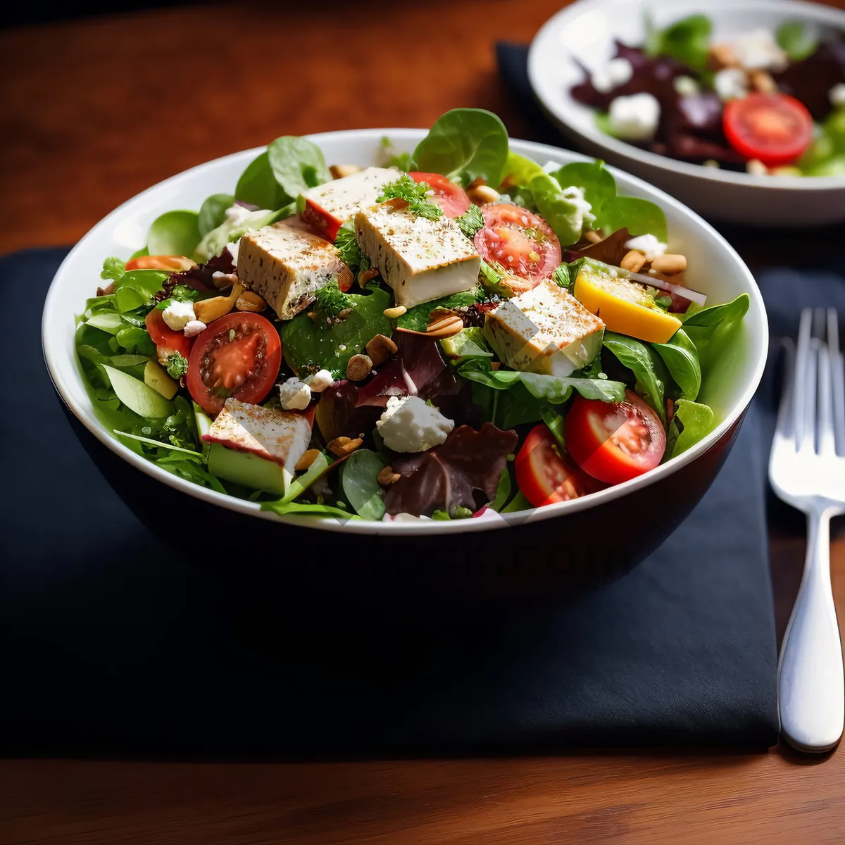 Picture of Fresh, Healthy Salad with Cheese and Vegetables