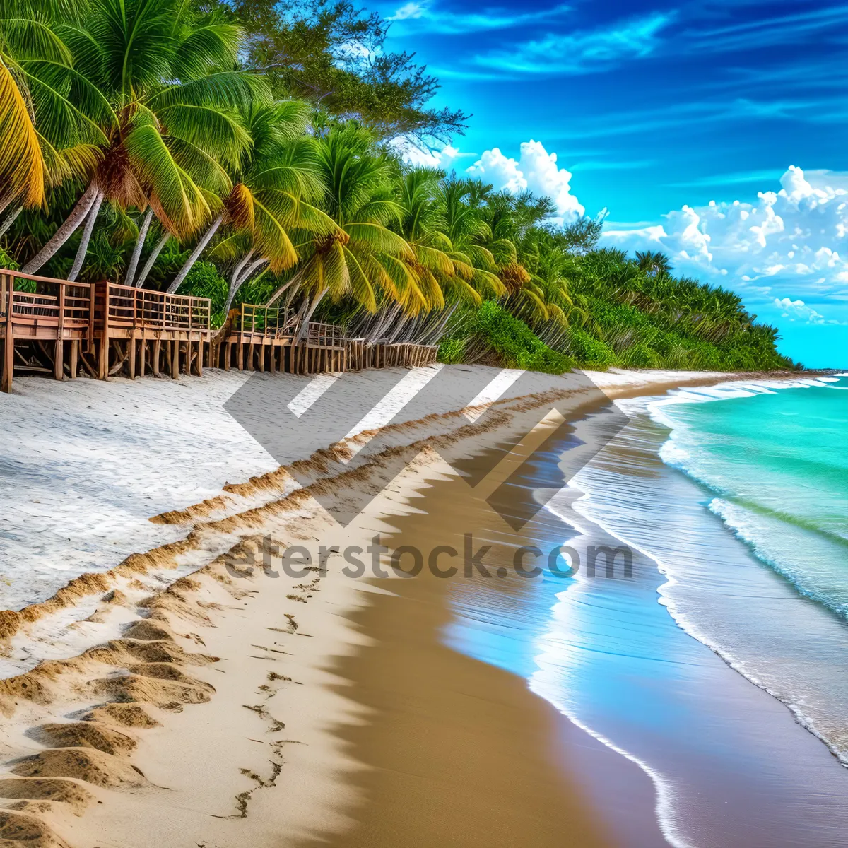 Picture of Tranquil Paradise: Sandy Beach and Palm Trees