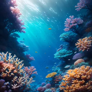 Vibrant Coral Reef Life in Exotic Sunlit Waters