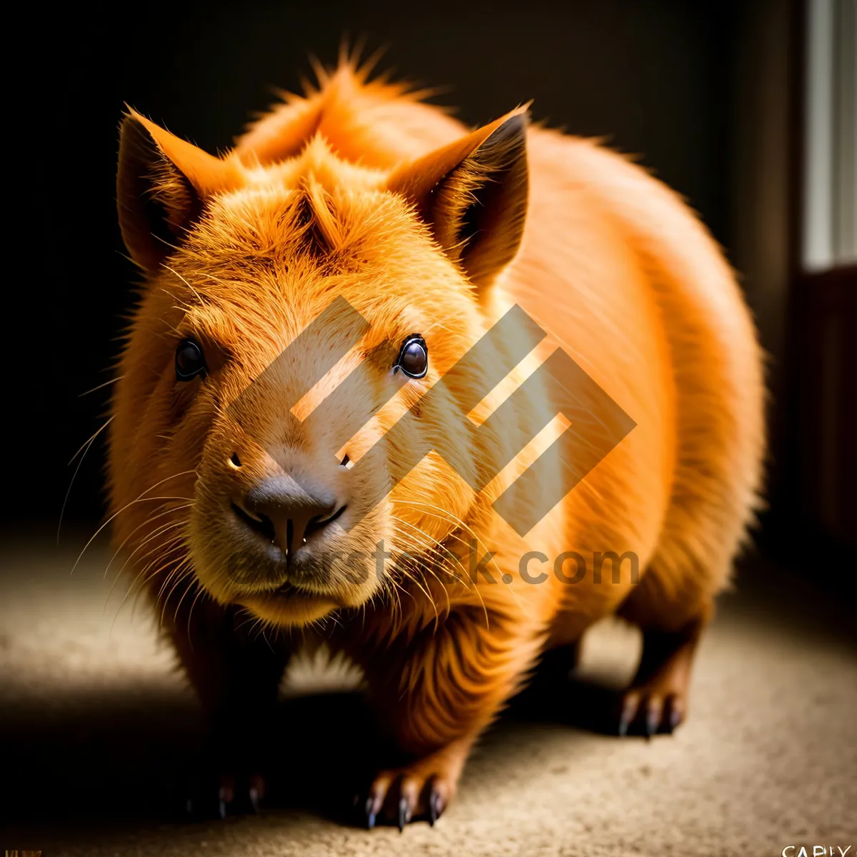 Picture of Brown Wild Boar Piglet Grazing on Pasture