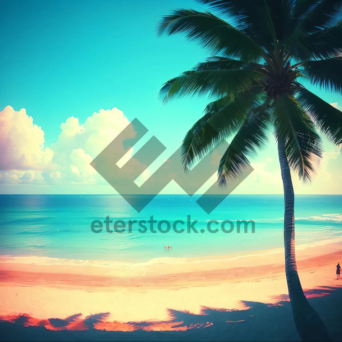 Picture of Tropical Paradise Sunset on Tranquil Beach