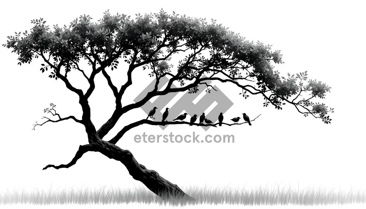 Picture of Silhouette of oak tree against sky in forest.