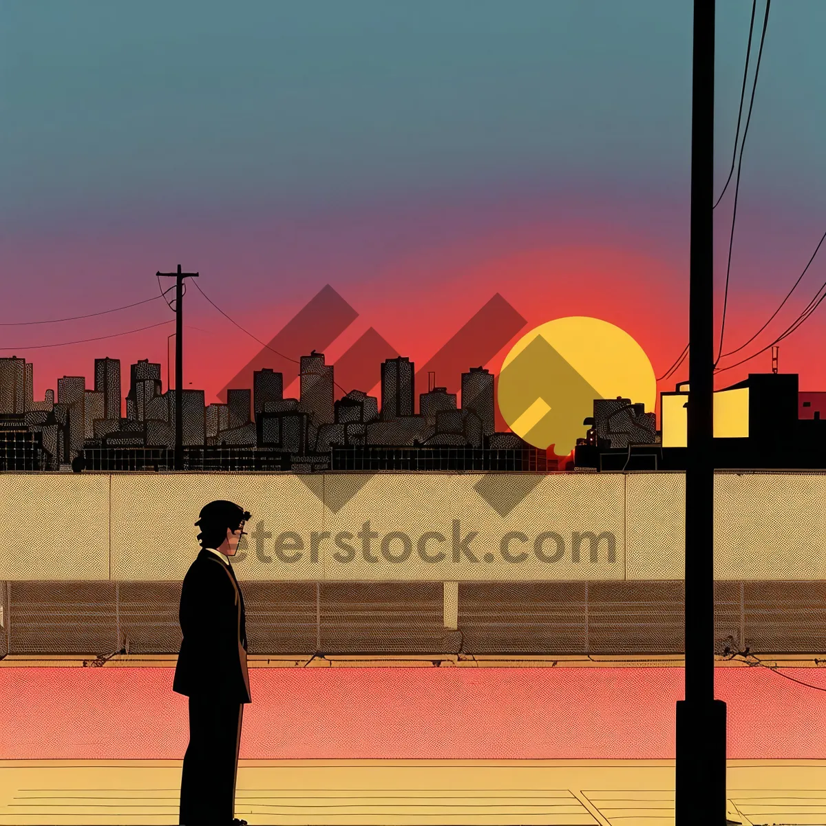 Picture of Stunning Sunset over Urban Skyline