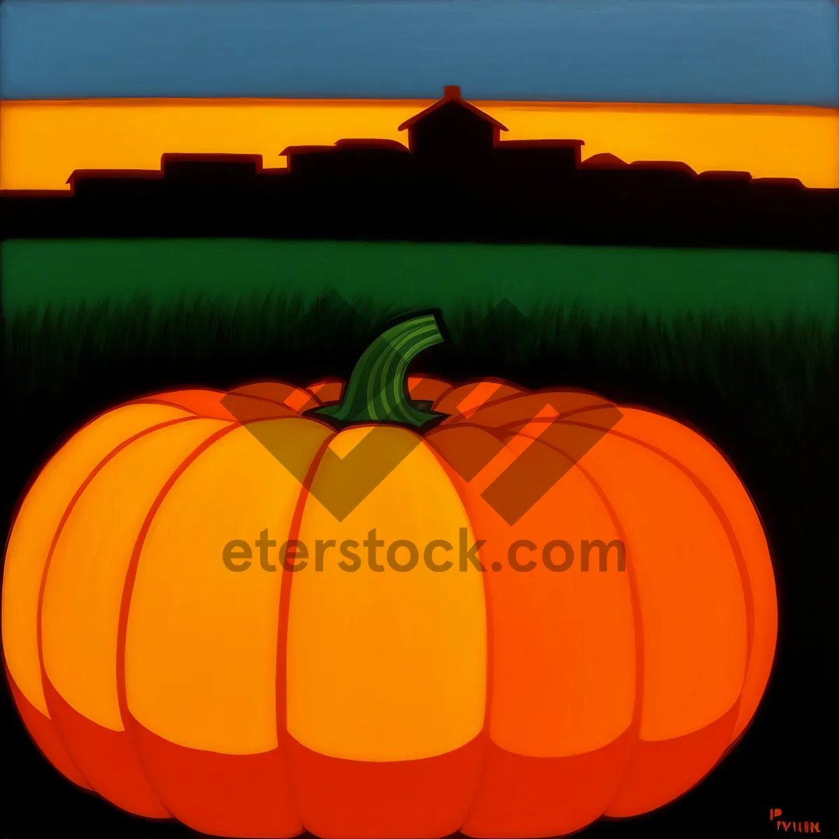 Picture of Glowing Autumn Jack-o-Lantern: Scary Seasonal Produce