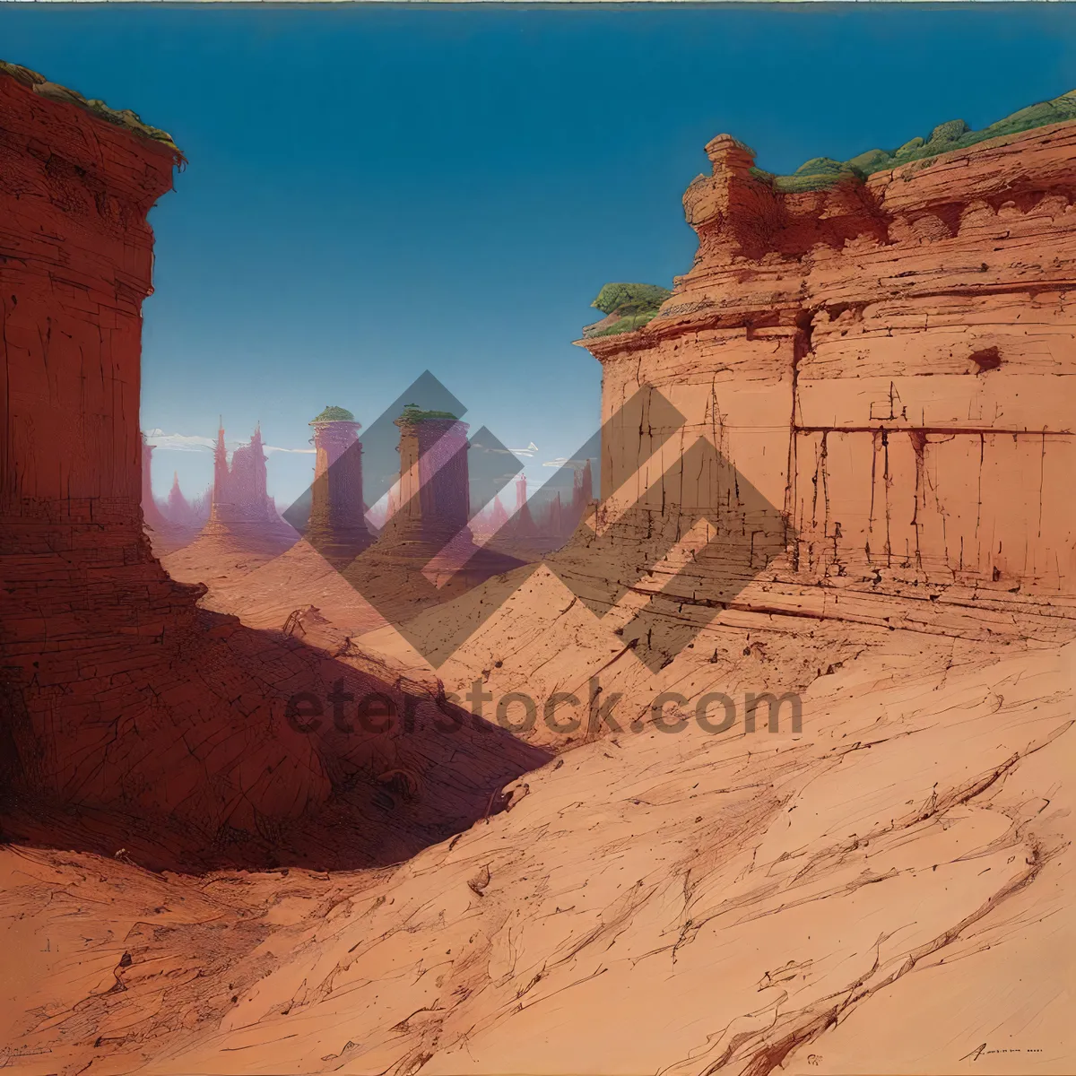 Picture of Southwest Valley Desert Landscape with Majestic Rock Formations