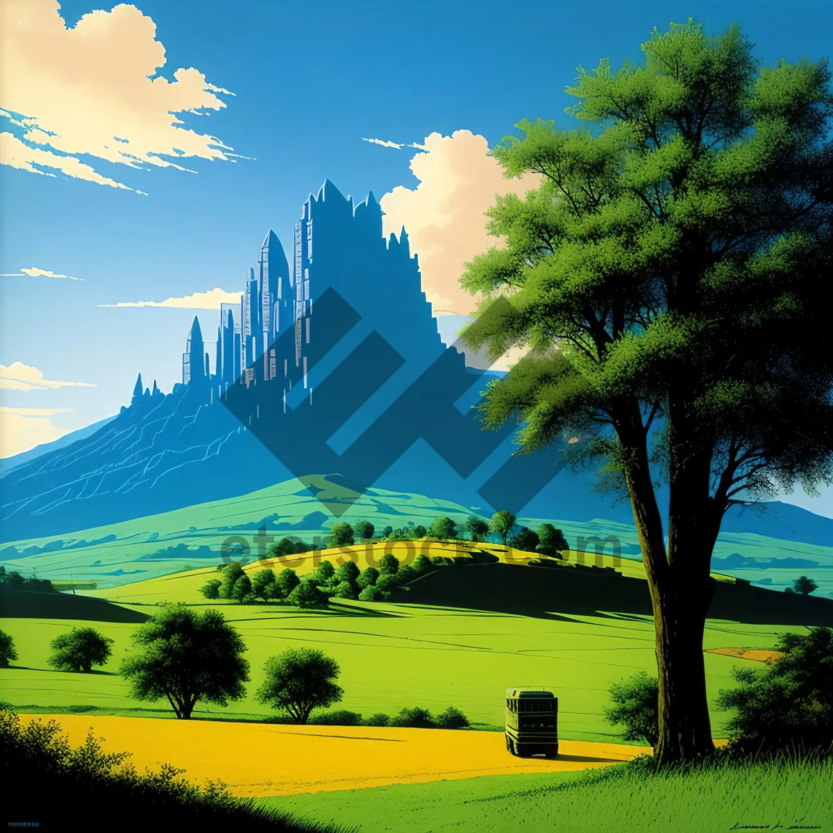 Picture of Serene Summer Skyline Over Rolling Meadows