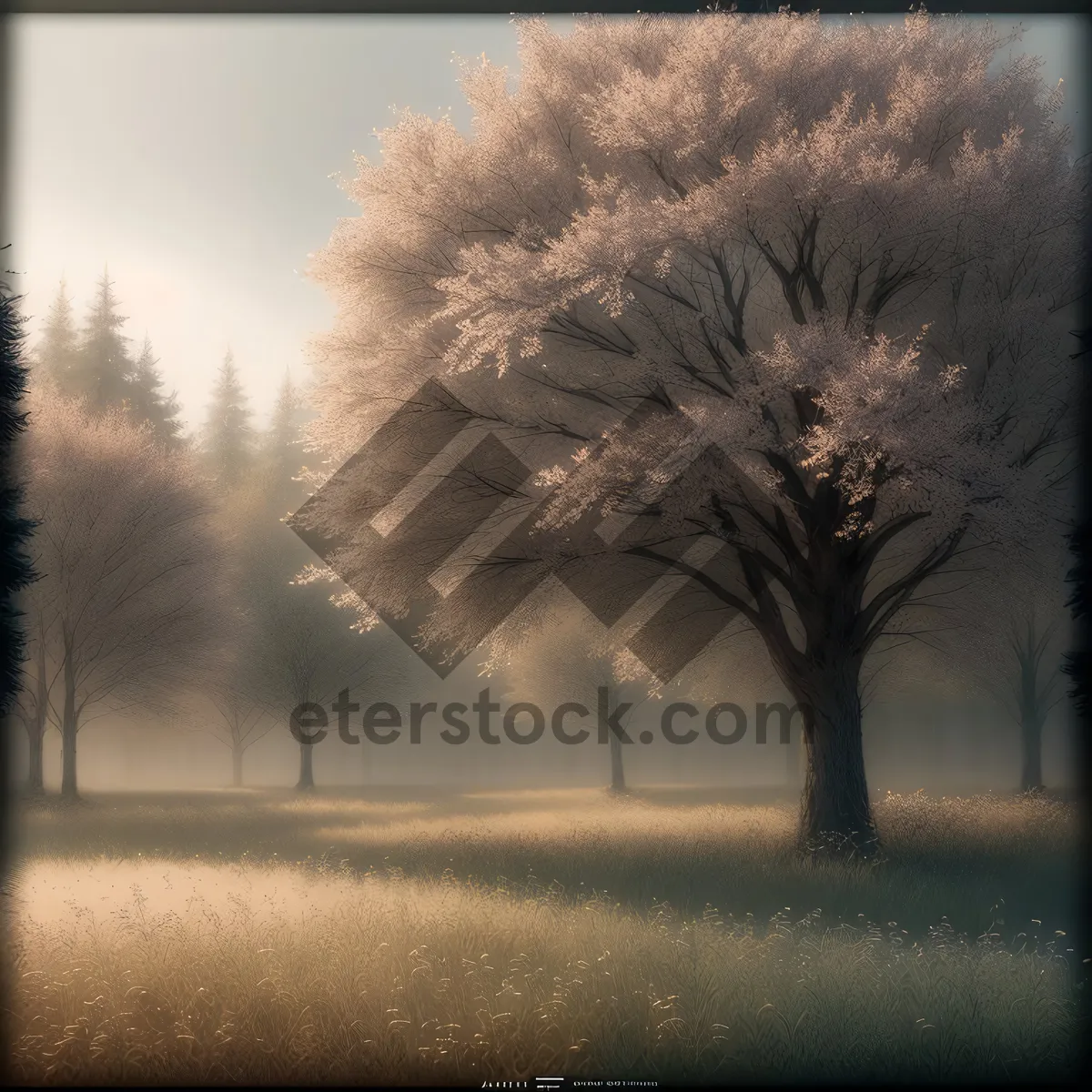 Picture of Winter Wonderland: Majestic Tree in Snowy Landscape.