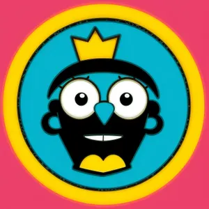 Shiny Black Danger Sign Button: Cartoon Hazard Symbol