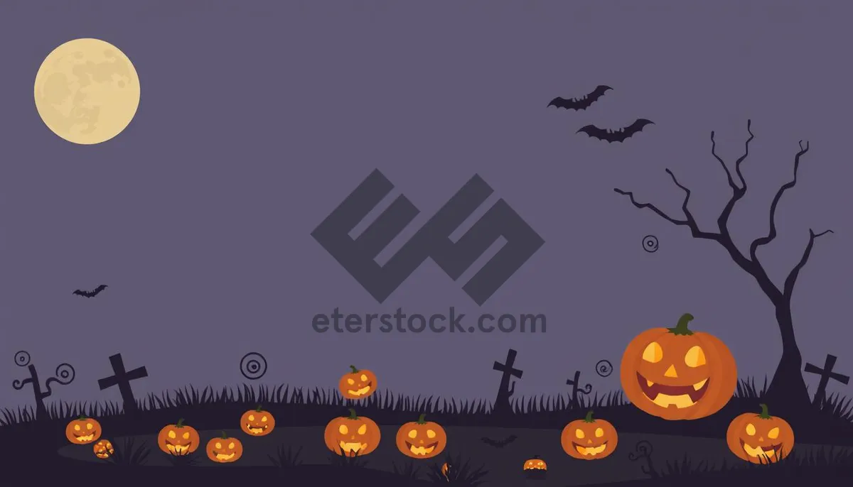 Picture of Halloween Night Silhouette Moon Cemetery Decoration