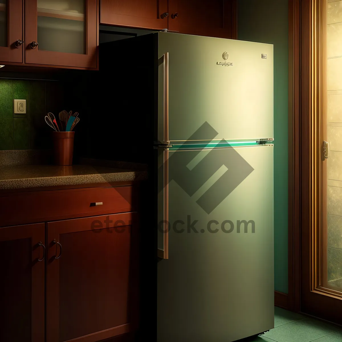 Picture of Modern Kitchen Refrigerator with Stylish White Design