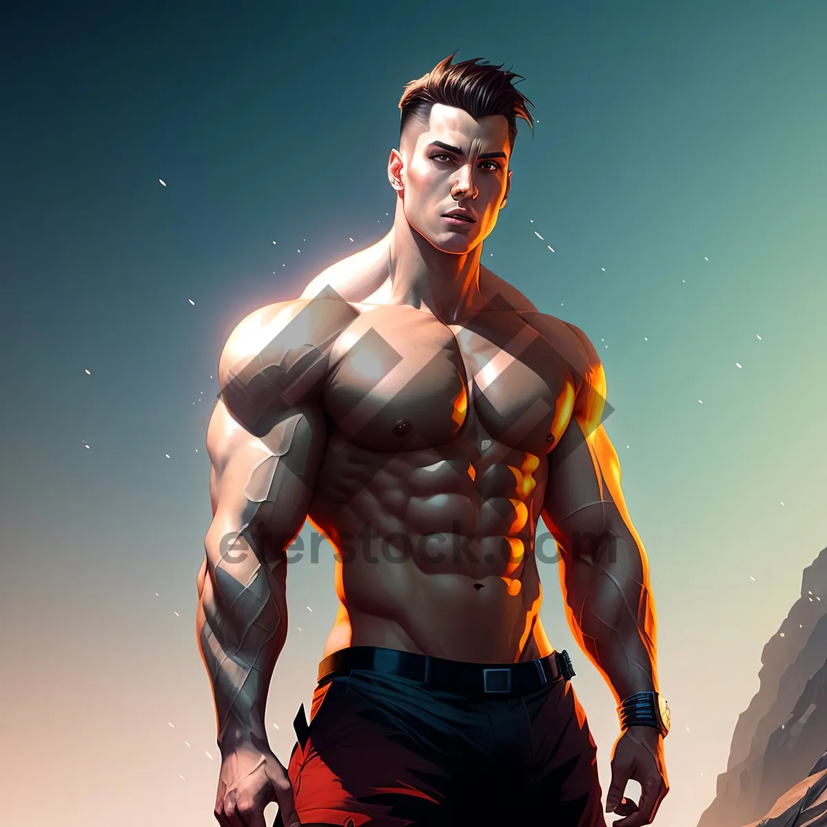Picture of Stylish Muscle Man Portrait