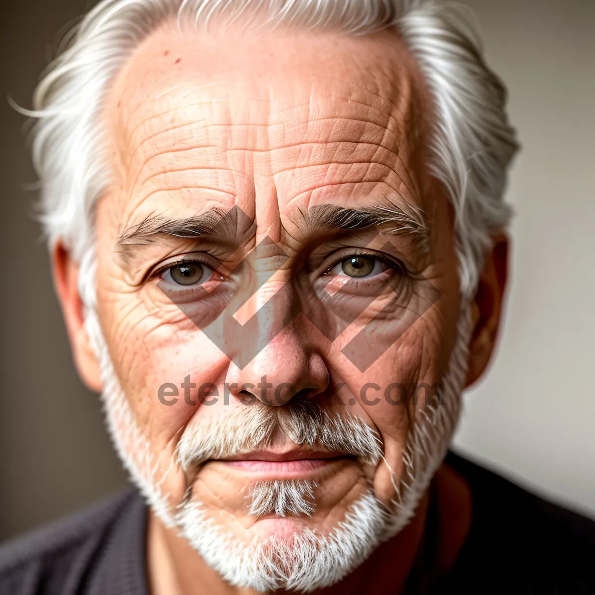 Picture of Smiling Elderly Man with Gray Hair and Glasses