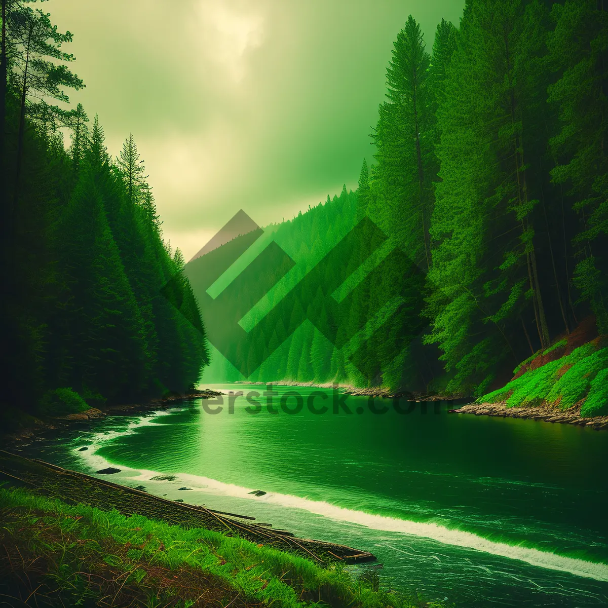 Picture of Serene Summer Reflection in Countryside Lake