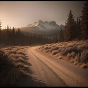 Snowy Mountain Landscape with Scenic Road