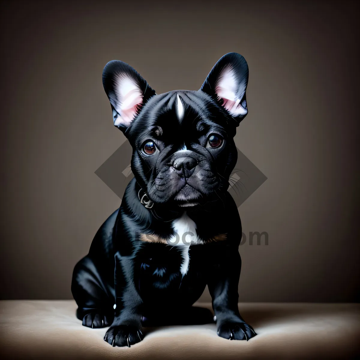 Picture of Cute Bulldog Puppy with Wrinkled Ears